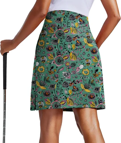 Miniatura 16 de PINSPARK Falda pantalón de 20 pulgadas para mujer, longitud a la rodilla, UPF 50+, faldas de golf con 3 bolsillos, cintura alta, falda pantalón