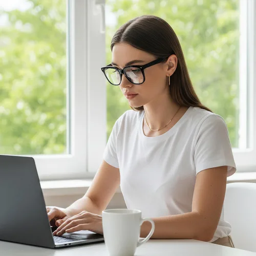 Miniatura 4 de Kimorn - Gafas de luz azul extragrandes para mujeres y hombres, anteojos para computadora con armazón cuadrado, antifatiga visual y protección UV
