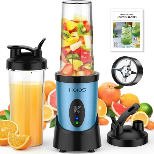 Miniatura 11 de KOIOS Licuadora de batidos, licuadora personal de 900 W para batidos y licuados de cocina con 2 tazas portátiles sin BPA de 22 onzas, mezclador