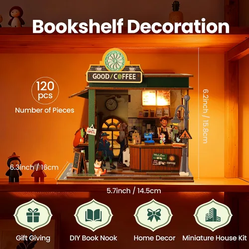 Miniatura 4 de Kit de Rincón de Lectura - Kit de Construcción de Casa en Miniatura DIY para Adultos, Casa de Muñecas, Rincón de Lectura, Estantería en Miniatura