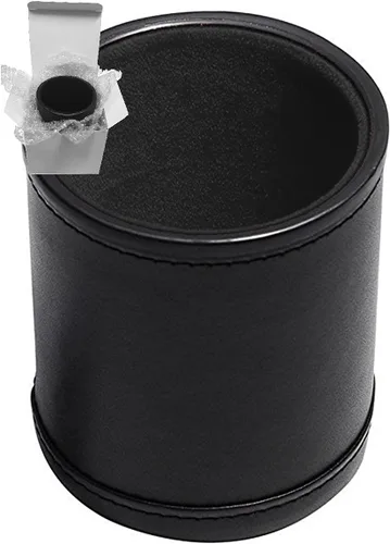 Miniatura 5 de Cyber-Deals Juego de dados de piel sintética negra con forro de fieltro negro de felpa + dados de metal de aleación de zinc de 0.630 pulgadas, caja