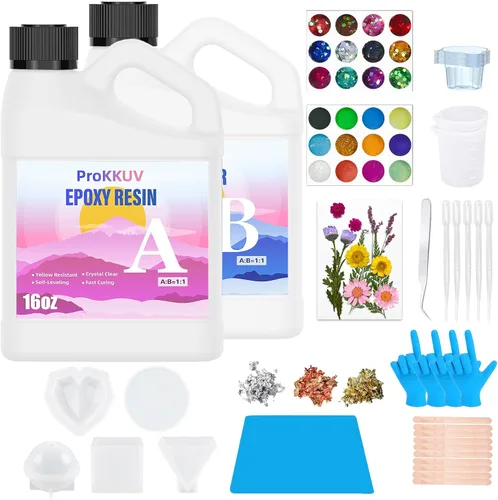 Miniatura 10 de Kit de resina epoxi, resina epoxi transparente de 32 onzas, sin burbujas, no se amarillea, resistente a los rayos UV, seguro para alimentos, fácil