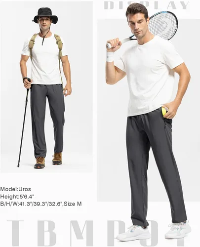 Miniatura 7 de TBMPOY Pantalones de viaje ligeros para hombre, atléticos, para deportes al aire libre, cintura elástica, resistentes al agua, 2 bolsillos