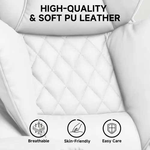 Miniatura 6 de COMHOMA Silla de juegos grande y alta con soporte lumbar de resorte de bolsillo, silla de oficina ergonómica con reposapiés, silla de escritorio