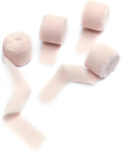 Miniatura 17 de 4 rollos de cinta de seda hecha a mano con flecos de 1.5 pulgadas x 5 yardas (4 rollos de 20 yardas) para invitaciones de boda, ramos de novia