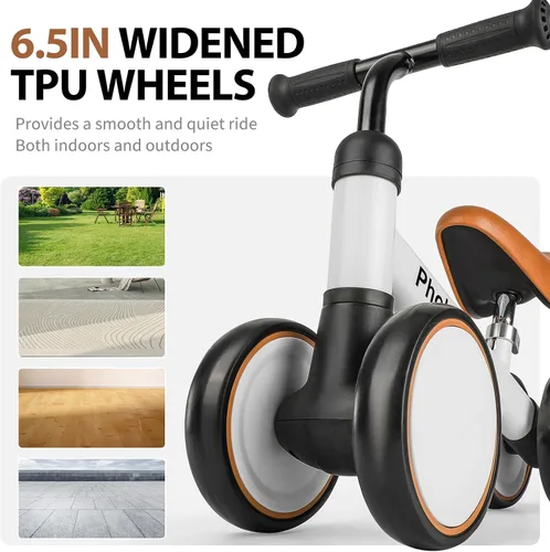 Miniatura 4 de Phobby Bicicleta de Equilibrio para Bebé para Niños y Niñas de 1 a 2 Años, Bicicleta de 4 Ruedas para Niños Pequeños con Asiento Ajustable, Juguete