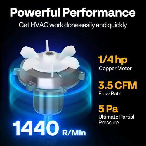 Miniatura 4 de VIVOHOME Bomba de vacío HVAC de una sola etapa de 3.5 CFM 1/4 HP 110V para sistemas R134a R12 R22 R502 R410a Sistemas HVAC Refrigerante Freón