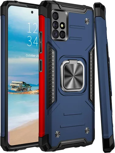 Miniatura 7 de IKAZZ Funda para Galaxy A51 5G con protector de pantalla, doble capa de TPU suave y flexible y policarbonato duro, antideslizante, de cuerpo Azul