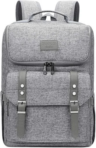 Miniatura 6 de Mochila vintage de viaje para laptop con puerto de carga USB para mujeres y hombres, estudiantes escolares. universitarios, mochila para laptop