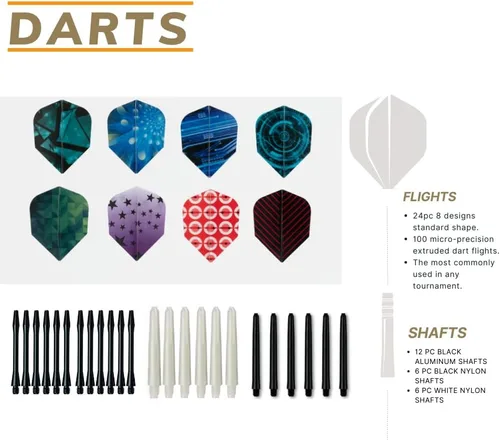 Miniatura 4 de Shot Taker Co. - Juego de dardos de punta suave, 12 piezas con 100 puntas de dardos adicionales, 24 protectores de vuelo y llave para tablero