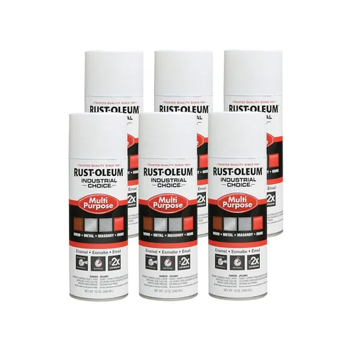 Aerosol de esmalte Rust-Oleum para uso general; envase de 16 onzas líquidas; lata de aerosol, Blanco brillante, 6 BLANCO BRILLO