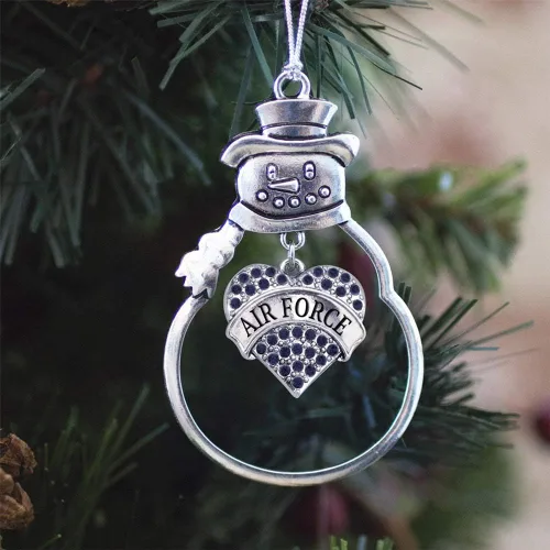 Miniatura 3 de Inspired Silver - Fuerza Aérea - Adorno de Navidad plateado - Adorno de árbol de Navidad con colgante de corazón azul con circonita cúbica