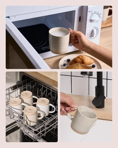 Miniatura 6 de famiware Juego de 4 tazas de café, juego de tazas de 13 onzas, juego de tazas de cerámica con asa para café, té, cacao, leche, serie Constellation