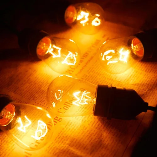 Miniatura 4 de Paquete de 26 bombillas S14 para cadena de luces, 11 W, E26 mediano, base de tornillo S14, bombillas de vidrio transparente de repuesto cálido
