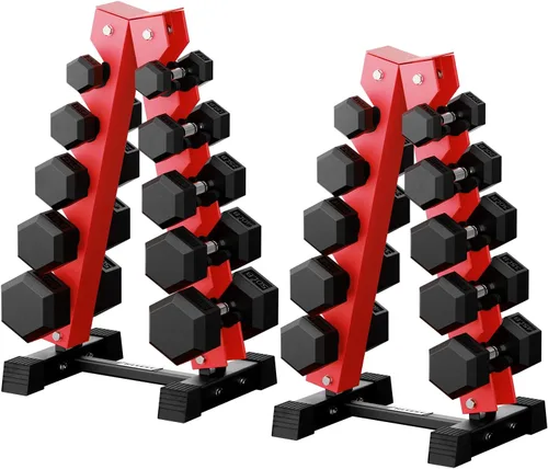 Miniatura 32 de RitFit Juego de mancuernas hexagonales de goma de 250 libras/300 libras/350 libras/550 libras/650 libras con estante de pesas, múltiples opciones