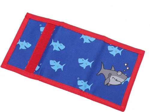 Miniatura 4 de JONYEE Cartera RFID, bonita cartera de dibujos animados con cremallera para niños, Tiburón, Cartera de lona triple para niños
