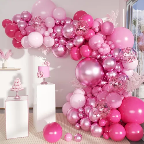 Miniatura 26 de MEBAY Kit de Arco de Guirnalda de Globos Bohemios, 156 Piezas Globos Rosa Empolvado Marrón Pastel Champán Dorado Blanco Metálicos para Boda Baby