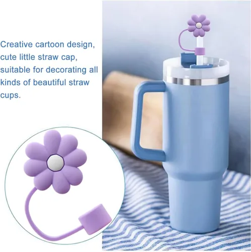 Miniatura 5 de Stanley - Tapa para pajilla, compatible con vaso de 30 y 40 onzas, puntas de popote reutilizables, perfecto para regalos 6pcs Chrysanthemums