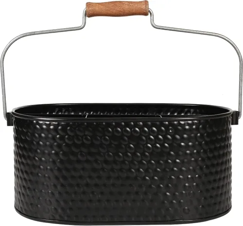 Miniatura 2 de Bedding Craft Organizador de utensilios galvanizado – Soporte de metal para cocina, picnic y fiestas, organizador rústico para negro, cubiertos