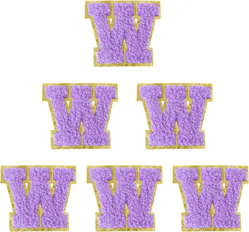 Miniatura 82 de 6 piezas de parches de letras de chenilla autoadhesivas, parches de letras preppy de 2 pulgadas para bolsos, ropa y sombreros, grandes pegatinas