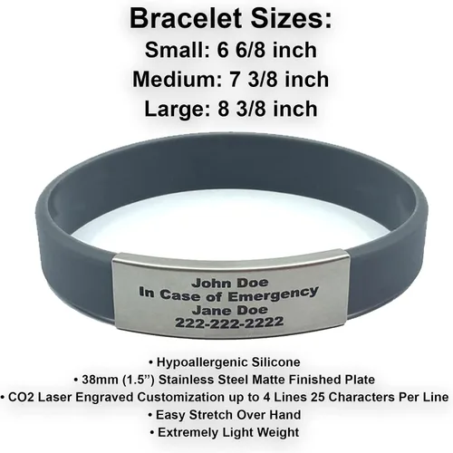 Miniatura 3 de Pulsera de identificación médica personalizada - Pulsera de seguridad para personas mayores grabada personalizada - Alerta de Alzheimer