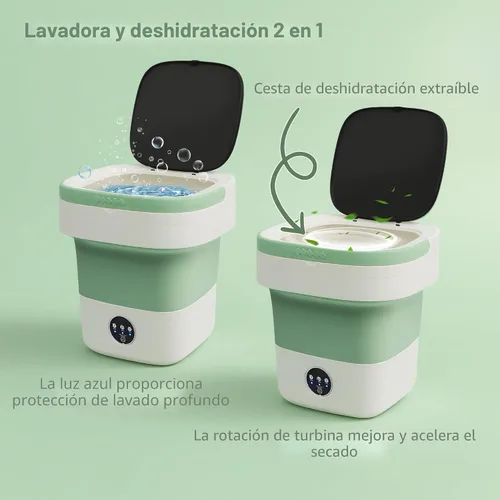 Miniatura 5 de 20L Portable Washing Machine, Foldable Mini Washer with Spin Dryer, 3 Wash Modes for Baby Clothes, Underwear, Travel, RV, Dorm & Apartment