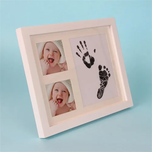 Miniatura 4 de JIAN YA NA Babyprints - Kit de marco de fotos de huellas y huellas de recuerdo para bebé recién nacido, álbum de fotos para registro de ducha Blanco