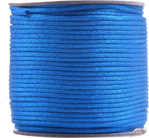 Miniatura 76 de KONMAY 80 Yardas 1.0mm Cordón Rattail de Nylon Satén Seda Trim Hilo para Cuentas para Nudos Chinos, Kumihimo, Trabajo con Cuentas, Macramé, 2-Azul