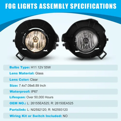 Miniatura 5 de CPW Luces antiniebla compatibles con Nissan Pathfinder 2005 2006 2007 2008 2009 2010 2011 2012 [Frontier 2005-2009] Luces antiniebla de conducción