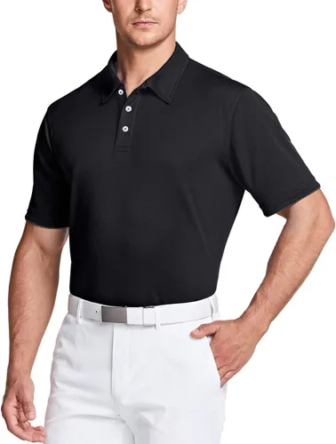 TSLA - Polera polo de manga corta para hombre, ajuste regular, secado rápido, rendimiento deportivo Dri Flex Tech, polera de golf en color liso