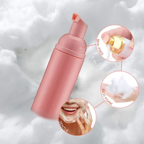 Miniatura 4 de Tekson 3 botellas de espuma de jabón (2 onzas), champú de pestañas espumoso de viaje vacío para limpiador, dispensador (bomba negra, blanca y rosa)