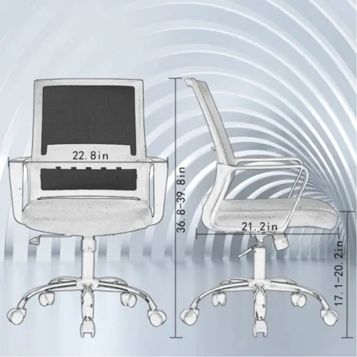 Miniatura 3 de Silla de escritorio ergonómica de malla, silla de computadora con soporte lumbar y reposabrazos, silla de escritorio ajustable para computadora