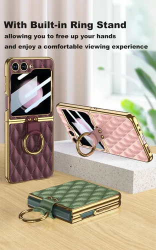 Miniatura 3 de SHIEID Z Flip 5 - Funda para Samsung Galaxy Z Flip 5 con anillo para teléfono, forro de esponja y diseño en forma de diamante para Samsung Galaxy Z