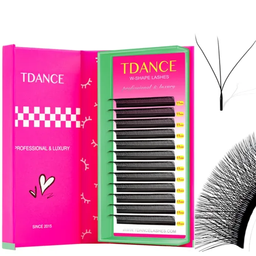 TDANCE W - Extensiones de pestañas YY, extensiones de pestañas prefabricadas con volumen, pestañas YY, negro mate (W-3D-0.07-C, 0.31-0.59 pulgadas)