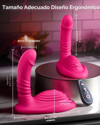 Miniatura 7 de Consolador de empuje para montar a caballo - Molinillos sexuales con control remoto con 9 empujes y vibraciones para estimulación del punto G
