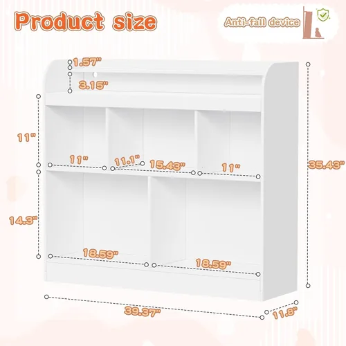 Miniatura 2 de Lkeiyay Estantería abierta para niños, organizador de juguetes Montessori con luces LED, estantería abierta de madera blanca para niños, dormitorio