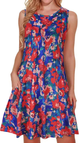 Vestidos florales para mujer, estilo bohemio, para el verano, para la playa, plisado, sin mangas, vestidos de verano 2023, trajes de vacaciones a la
