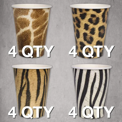 Miniatura 2 de Havercamp Vasos de fiesta Jungle Safari (16 tazas). Vasos de papel grandes de 12 onzas. Auténtico, foto-realista estampado de animales de la selva.