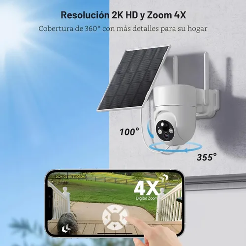 Miniatura 3 de ELYSOO Cámara Solar Inalámbrica para Exteriores, Visión Nocturna a Color 2K, Cámaras de Seguridad Inalámbricas para Exteriores con Vista de 360°