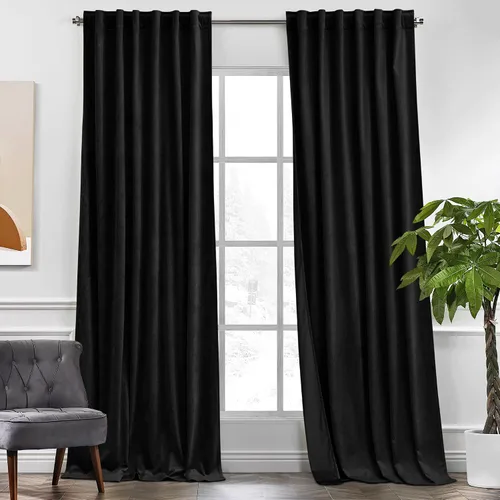Miniatura 14 de KGORGE Cortinas de terciopelo verde cazador con pliegues pinzados de 84 pulgadas, con aislamiento térmico para oscurecer habitaciones, con anillas