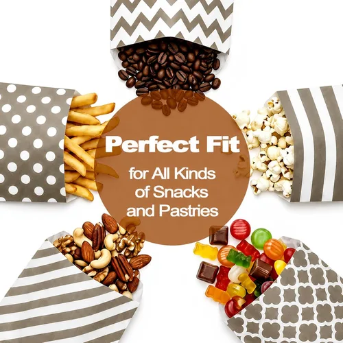Miniatura 5 de Foraineam 250 bolsas de papel para galletas, bolsas de papel de 5.1 x 7.1 pulgadas, bolsa de dulces segura para alimentos, bolsa pequeña