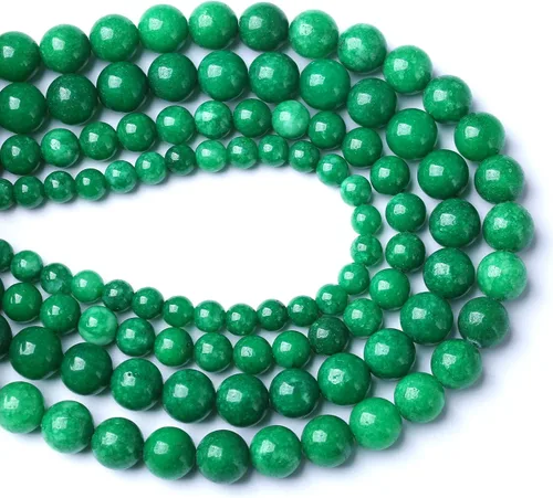 Miniatura 3 de 10 MM 38 PIEZAS Cuentas sueltas de jade verde nublado de piedra natural para hacer joyas, pulseras, collares, 1 hebra de 15