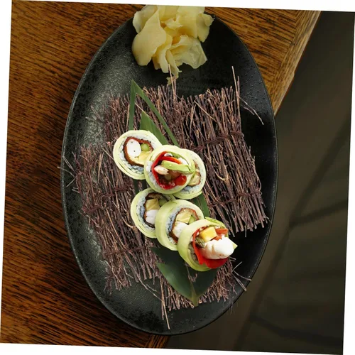 Miniatura 6 de Hemoton Plato de sashimi, 6 piezas, arreglo de productos de fotografía, accesorios de decoración de placa de sushi, tapete de sushi, plato de sushi