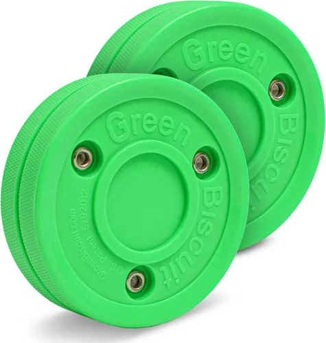 Green Biscuit Passer-Paquete de 2 | Disco de manejo de palos y paso fuera de hielo | El es ideal para hockey callejero