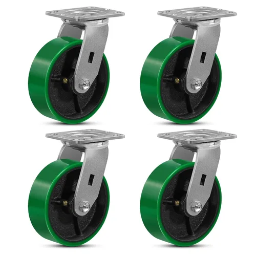 Miniatura 42 de Ruedas giratorias, ruedas industriales de 4 pulgadas resistentes, poliuretano en rueda de acero, ruedas giratorias de placa superior