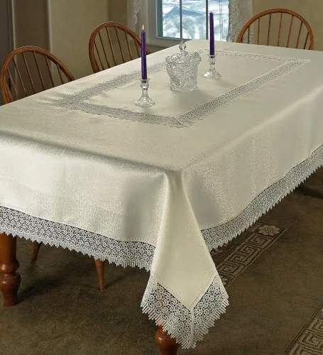 Miniatura 7 de Violet Linen Treasure - Mantel rectangular de encaje, 52 x 70 pulgadas, color blanco