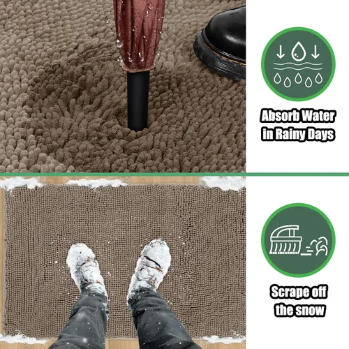 Miniatura 3 de IM HOME Felpudo absorbente de chenilla para exterior de 36" x 24", tapetes para perros antideslizantes lavables para interiores, tapete para perros