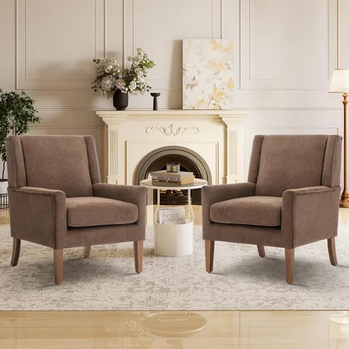 Miniatura 10 de Sillas de acento para sala de estar, sillas de sala de estar de madera y tela de mediados de siglo, sillón con brazos, sillas auxiliares para sala