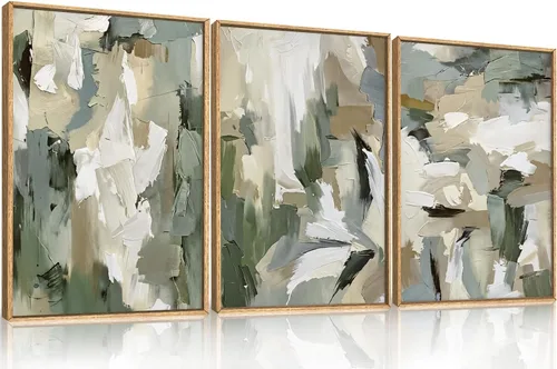 Miniatura 31 de Arte de Pared de Lienzo Enmarcado con Grandes Pinceladas Abstractas, Decoración de Pared Azul Marino Neutro, Pintura de Pared Moderna en Tonos
