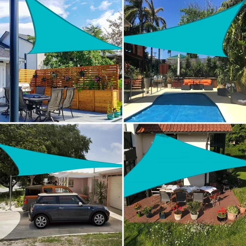 Miniatura 2 de E&K Sunrise - Toldo impermeable triangular de 5 x 5 x 5 pies, para exteriores, con bloqueo UV, para pérgola, patio, jardín, terraza, 1 pieza Turquesa